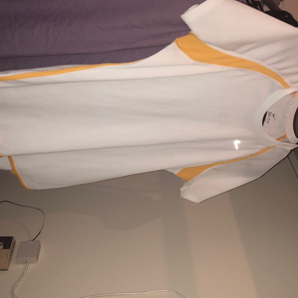 Nike Gold and white Dri-Fit shirt
